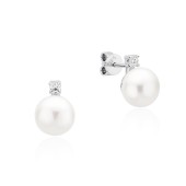 Cercei argint cu perle naturale albe si cristale DiAmanti SK23222E_W-G